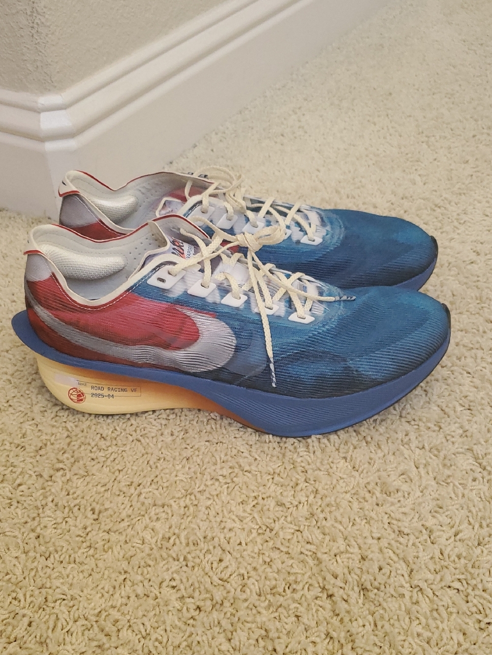 Nike ZoomX Vapor Fly Next% 4 Pre Montreal Blue/Red Running Shoes.